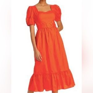 Long dress with puffer sleeves